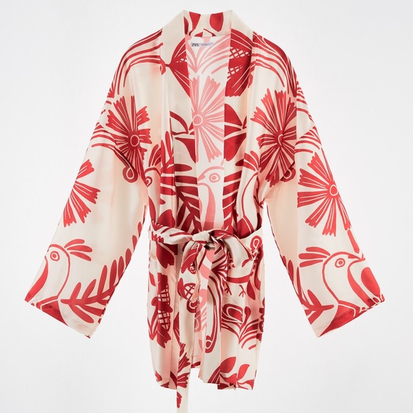 ZARA BELTED PRINTED KIMONO - Picture 2 of 14